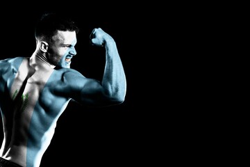 Guatemala flag handsome young muscular man black background