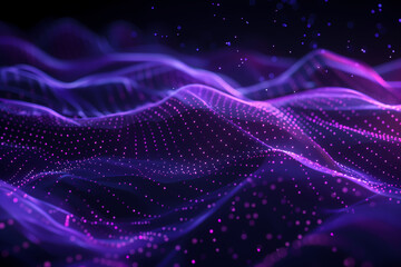 Obraz premium Abstract waves of glowing digital lines, dynamic network system.