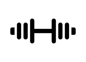 Dumbbell icon. Flat style black barbell exercise equipment on white vector illustration.