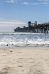 the iconic pier at the beautiful beach of Oceanside in summer, california