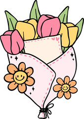 Groovy retro boquet flower tulip