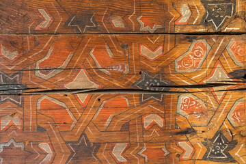 polychrome roof panel, Mudejar domestic architecture, from between the 14th and 15th centuries. Archeological Museum. Úbeda, Jaén province, Andalusia, Spain