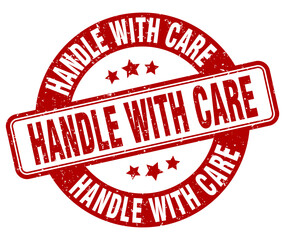 handle with care stamp. handle with care label. round grunge sign