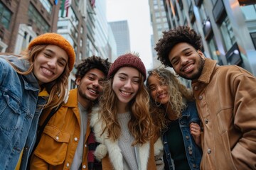 A group of young people are smiling for a picture