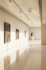 An empty white blank wall in an art gallery