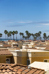 a scenic view over the beautiful coastline of oceanside with beautiful residential buildings and...