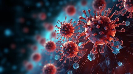 Detailed illustration of Tcells attacking a virus, showing immune response in action, isolated on a vibrant background
