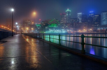 Misty Emerald city waterfront