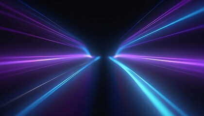 3d Render, Blue purple light line through dark background, hyper speed warp in space Abstract background generative ai