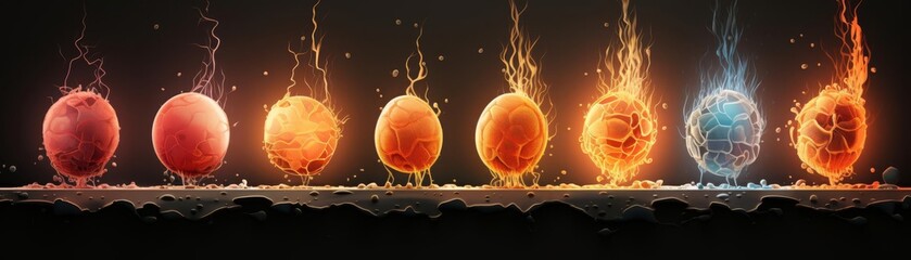 Educational diagram showing the development stages of an oocyte from primordial follicle to mature egg, with clear labels - obrazy, fototapety, plakaty