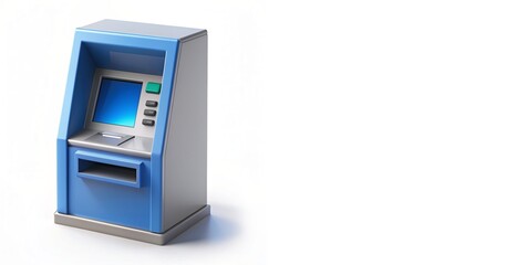 3d icon of atm on white background with copy space