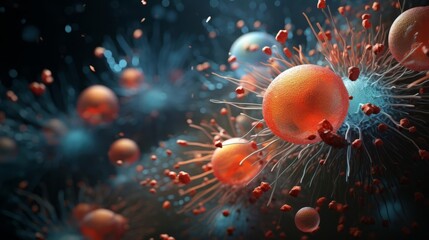 leukocytes attacking bacteria, realtime simulation