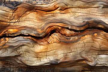 Wavy natural patterns and textures on a cross-section of a tree trunk