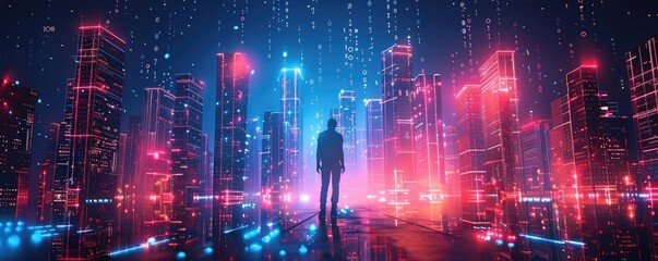 abstract technology futuristic city background