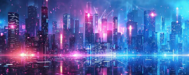 Obraz premium abstract technology futuristic city background