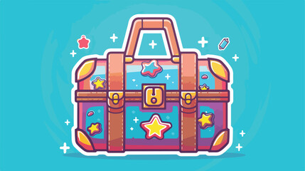 Suitcase decorated with stickers Vector style