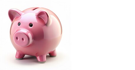 3d icon of piggy bank on white background with copy space