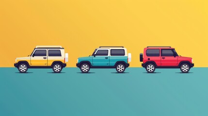 Colorful car silhouettes  versatile vector illustrations for posters, banners, and ads