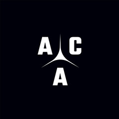 ACA letter logo. ACA logo. ACA letter. Initial ACA letter logo with trinity mark. Initials ACA typography for business, technology, and real estate brands.