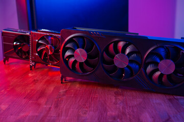 three different video cards in order to upgrade. Evolution and improvement of the graphics cards....