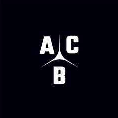 ACB letter logo. ACB logo. ACB letter. Initial ACB letter logo with trinity mark. Initials ACB typography for business, technology, and real estate brands.