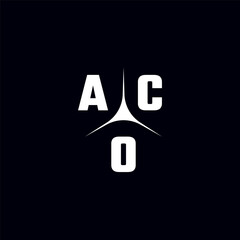 ACO letter logo. ACO logo. ACO letter. Initial ACO letter logo with trinity mark. Initials ACO typography for business, technology, and real estate brands.