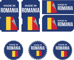 Made in Romania. Romania flag, Tag, Seal, Stamp, Flag, Icon vector