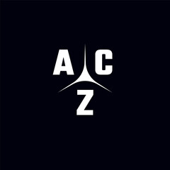 ACZ letter logo. ACZ logo. ACZ letter. Initial ACZ letter logo with trinity mark. Initials ACZ typography for business, technology, and real estate brands.