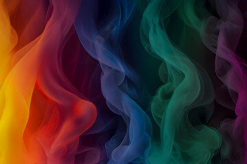 smoke on a black background, abstraction, rainbow colors