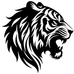 Tiger head ready to pounce