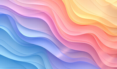 abstract colorful background with waves wallpaper illustration pastel rainbow colors	