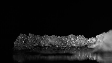 Translucent white ice details on black