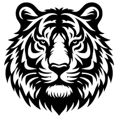 Silhouette of a ferocious tiger head