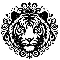 Tiger head tattoo silhouette