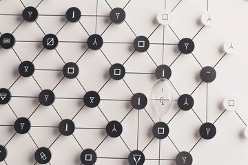 A minimalist design featuring hydrogen symbols arranged in a geometric pattern, Futuristic , Cyberpunk