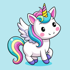 Rainbow Unicorn: A vector image perfect for creating a fairy-tale and magical mood.