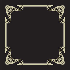 floral ornamental frame. vintage border, line art engraving