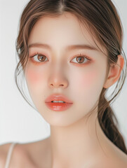 Naklejka premium Portrait of a Beautiful Young Woman with Natural Makeup