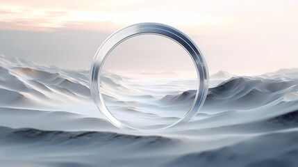 Digital technology silver white future landscape poster background