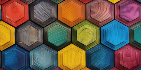 Vibrant Close-Up of Hexagon Geometry 🌈 | Abstract and Colorful Background