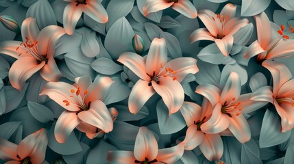 Lily flower pattern seamless dark background wallpaper backdrop