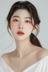 Naklejka premium 여자 뷰티 스킨케어 모델