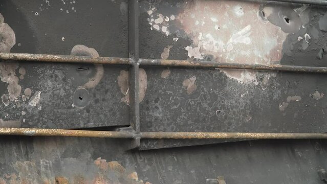 Turret part and US flag decal on Tank m1a1 Abrams