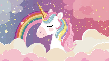 unicorn head with rainbows vector Vector style vector