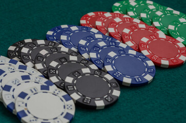 Chips for playing in a casino	
