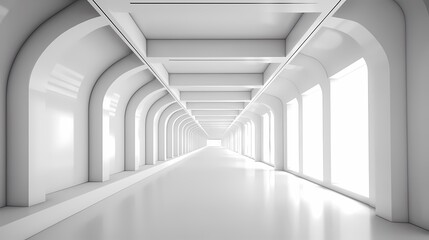 Digital technology white perspective building corridor poster background