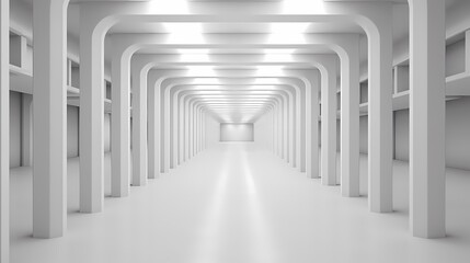 Digital technology white perspective building corridor poster background