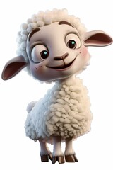 petit mouton blanc dessin rigolo,sur fond blanc, ia g&eacute;n&eacute;rative