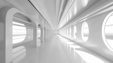 Digital technology white perspective building corridor poster background