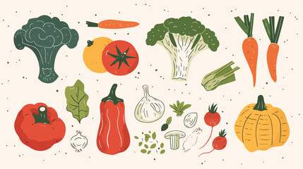 vegetables and fruits collection Vector style